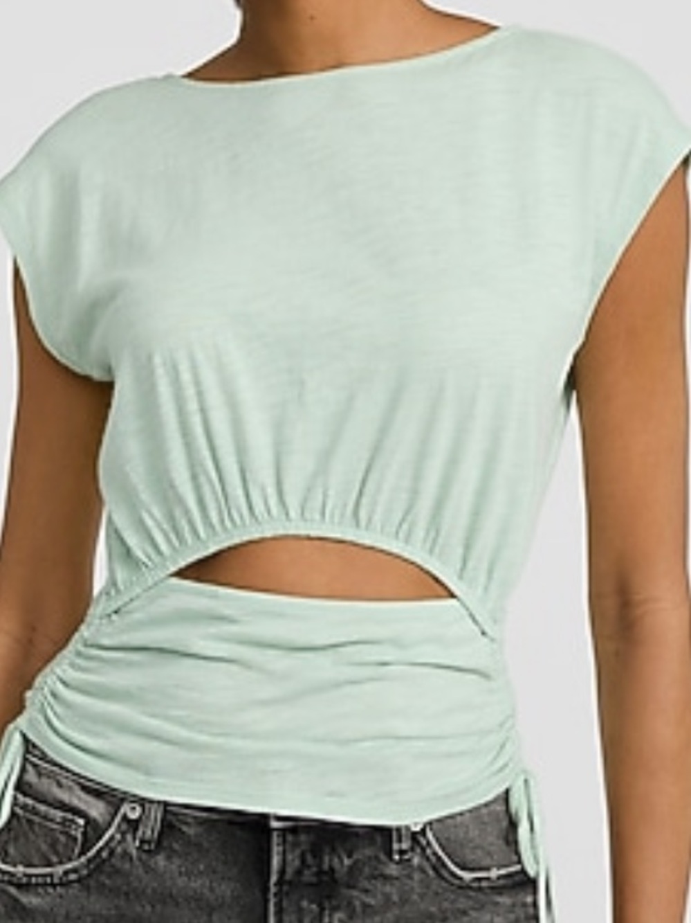 Express Boatneck Cap Sleeve Front Cut-Out Tie Side Top